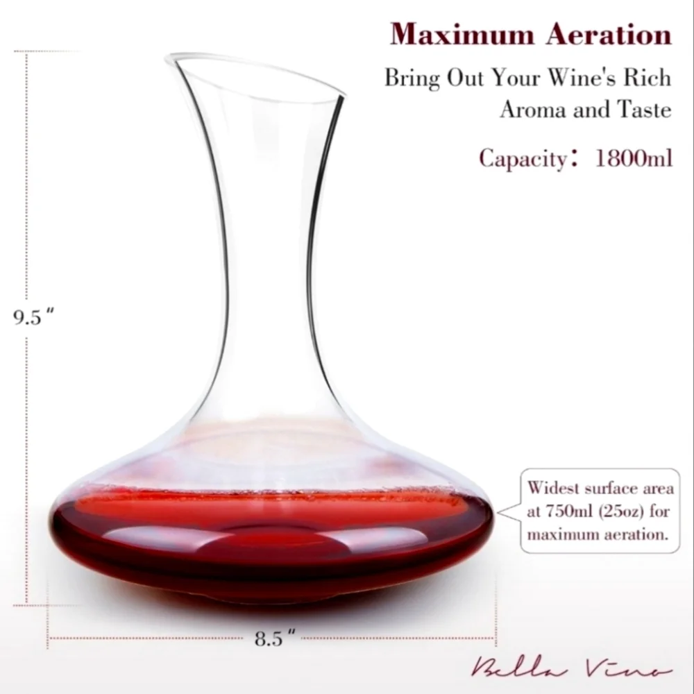 Bella Vino Wine Decanter 1800 ml capacity 9.5 x 8.5